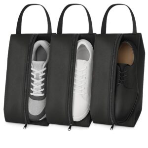 Shoe Bag for Travel, Newest Gym & Sports, Water-Resistant Shoe Pouch with Transparent Mesh Panel, Durable Zipper & Carry Handle Fits Men’s Size 12 -Keeps Clothes Clean & Odor-Free (White)-Pack of 3